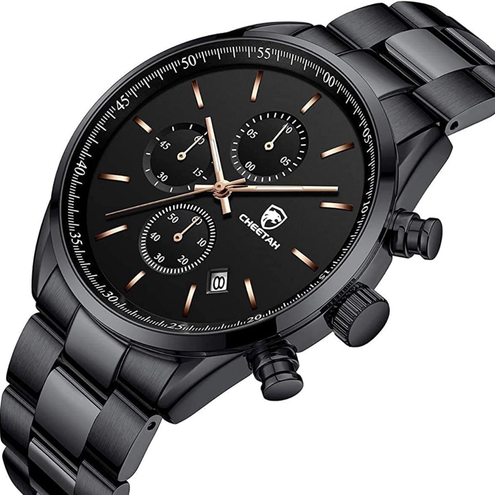 Chronograph Quartz Watch in Black, stainless steel